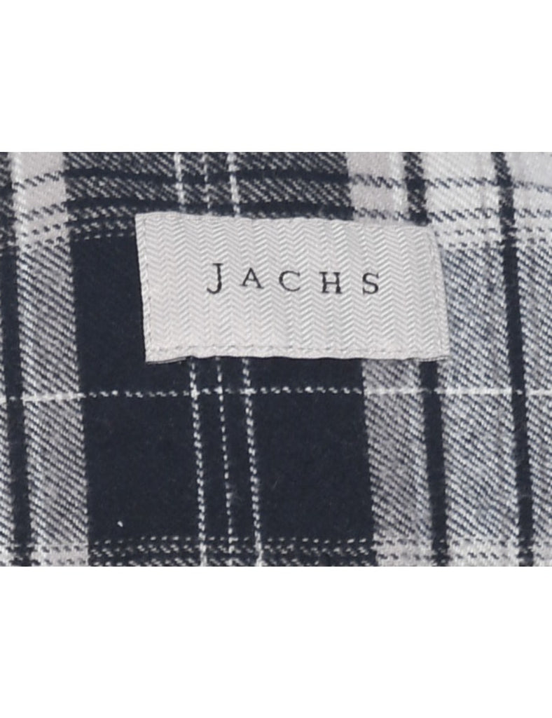 Black & White 1990s Plaid Shirt - L