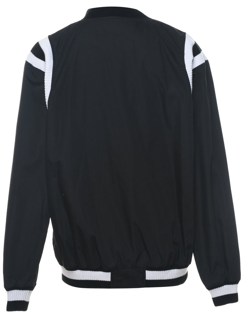 Black & White Zip-Front Bomber Jacket - S