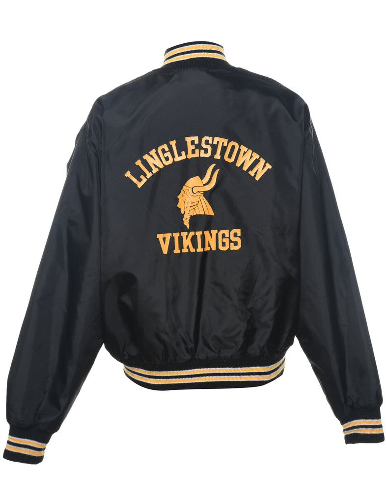 Black & Yellow Contrast Vikings Bomber Jacket - L