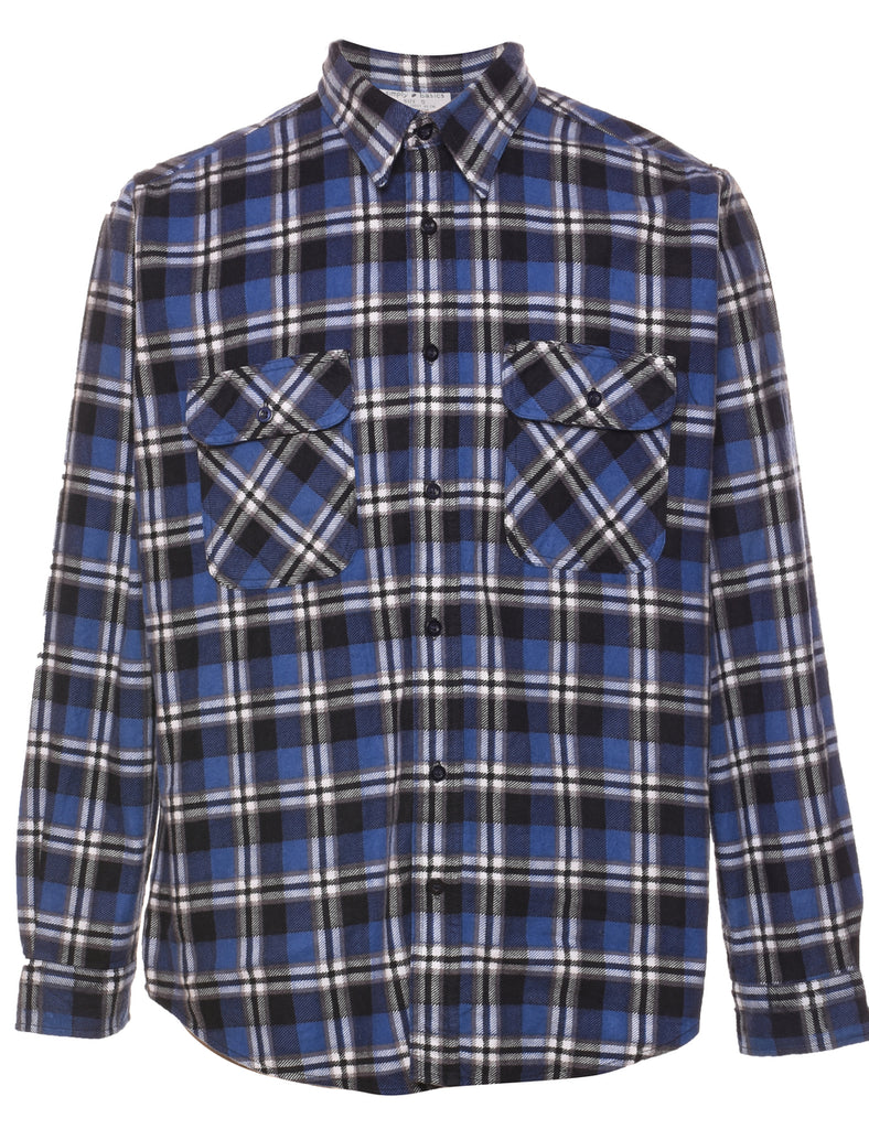 Blue & Black Checked Flannel Shirt - S