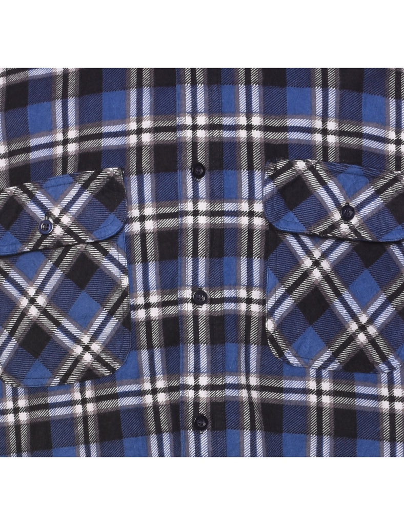 Blue & Black Checked Flannel Shirt - S