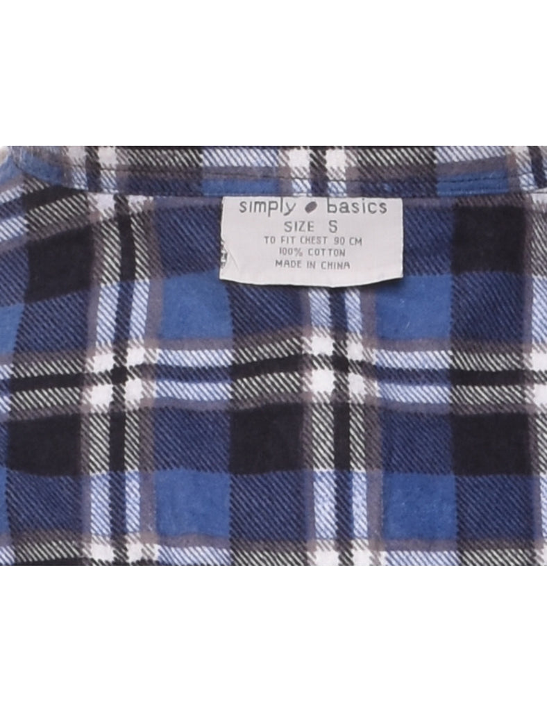 Blue & Black Checked Flannel Shirt - S