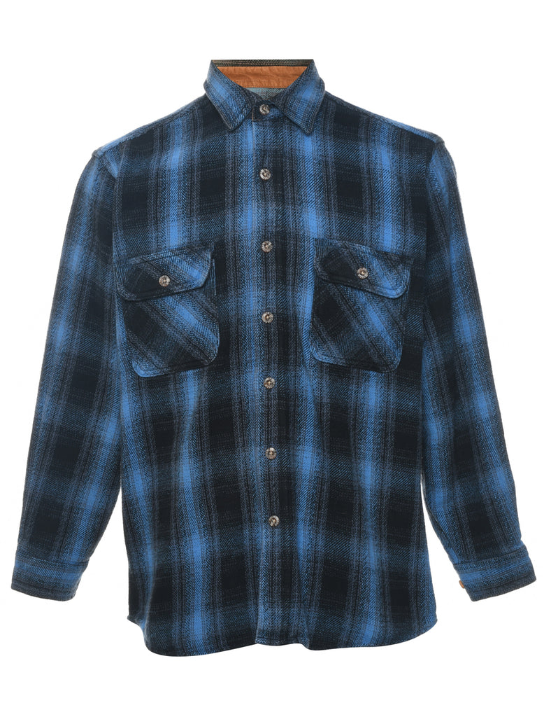 Blue & Black Flannel Checked Shirt - M