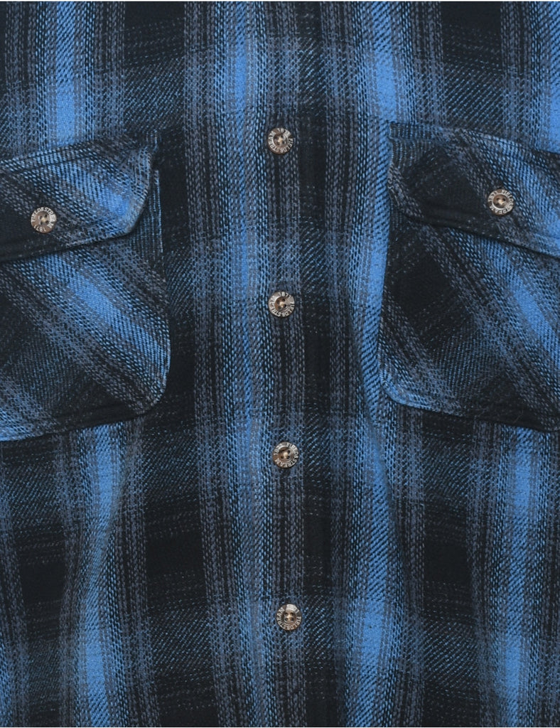 Blue & Black Flannel Checked Shirt - M