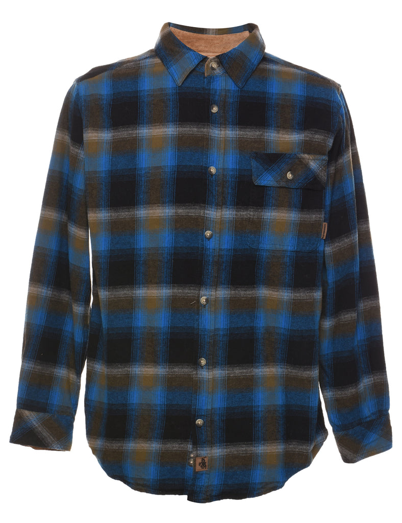 Blue & Brown Checked Flannel Shirt - M