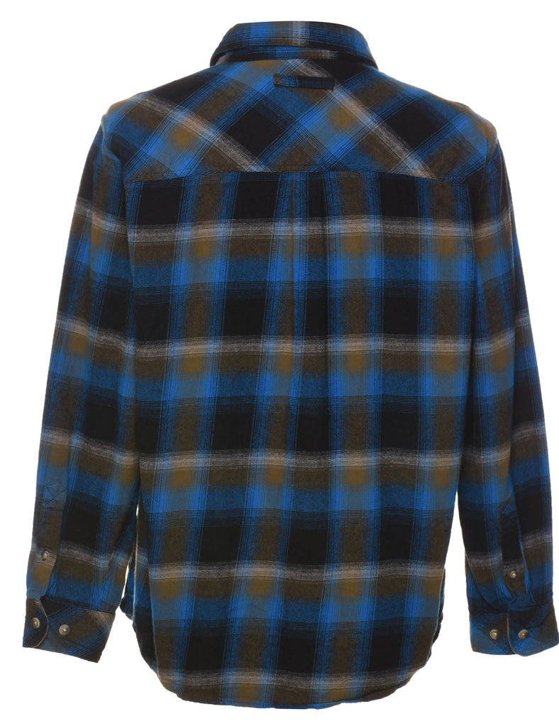 Blue & Brown Checked Flannel Shirt - M