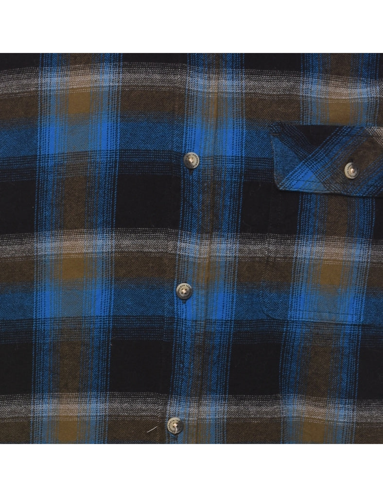 Blue & Brown Checked Flannel Shirt - M