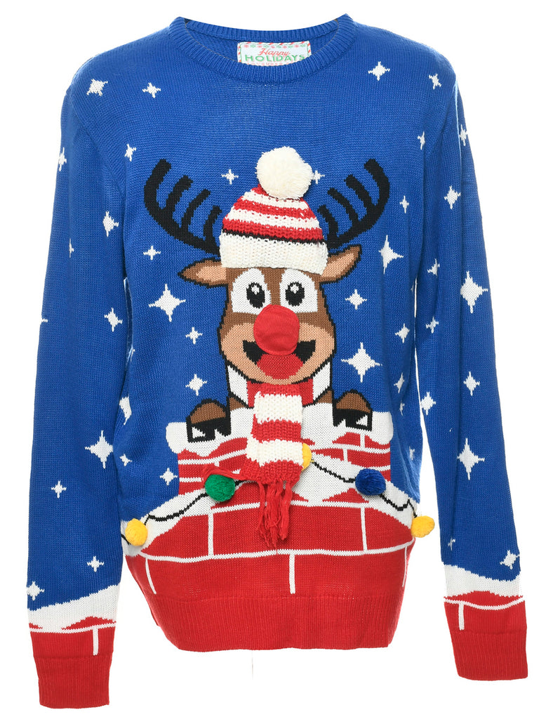 Blue Christmas Jumper - XL