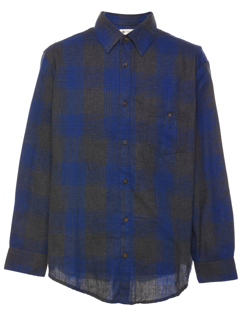 Blue & Grey Checked Classic Shirt - L