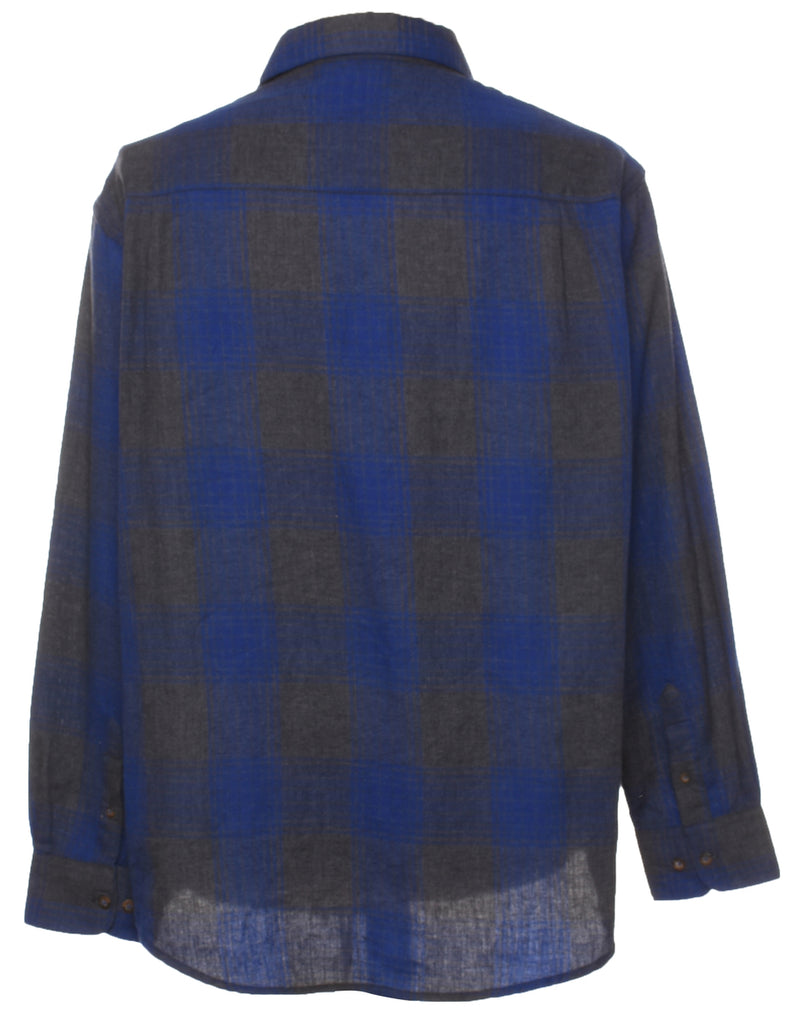 Blue & Grey Checked Classic Shirt - L