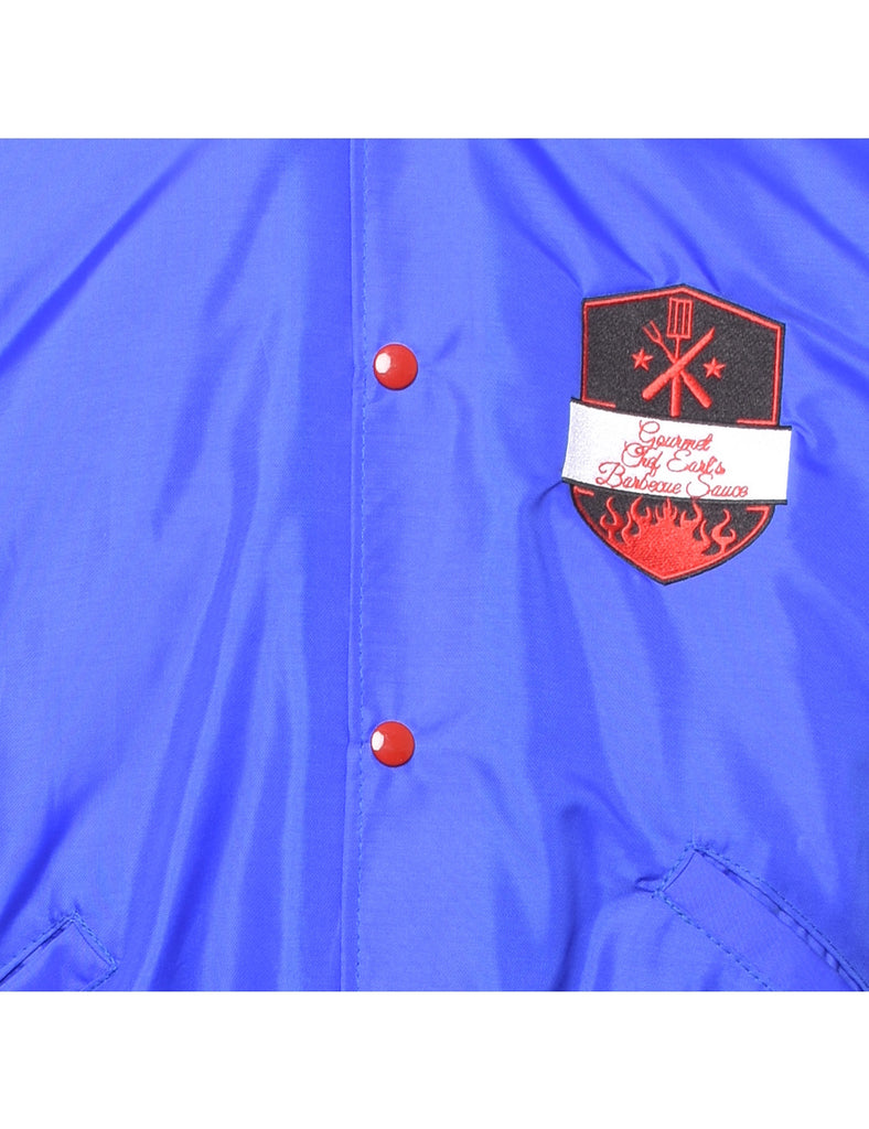 Blue & Red Contrast Embroidered Bomber Jacket - XL