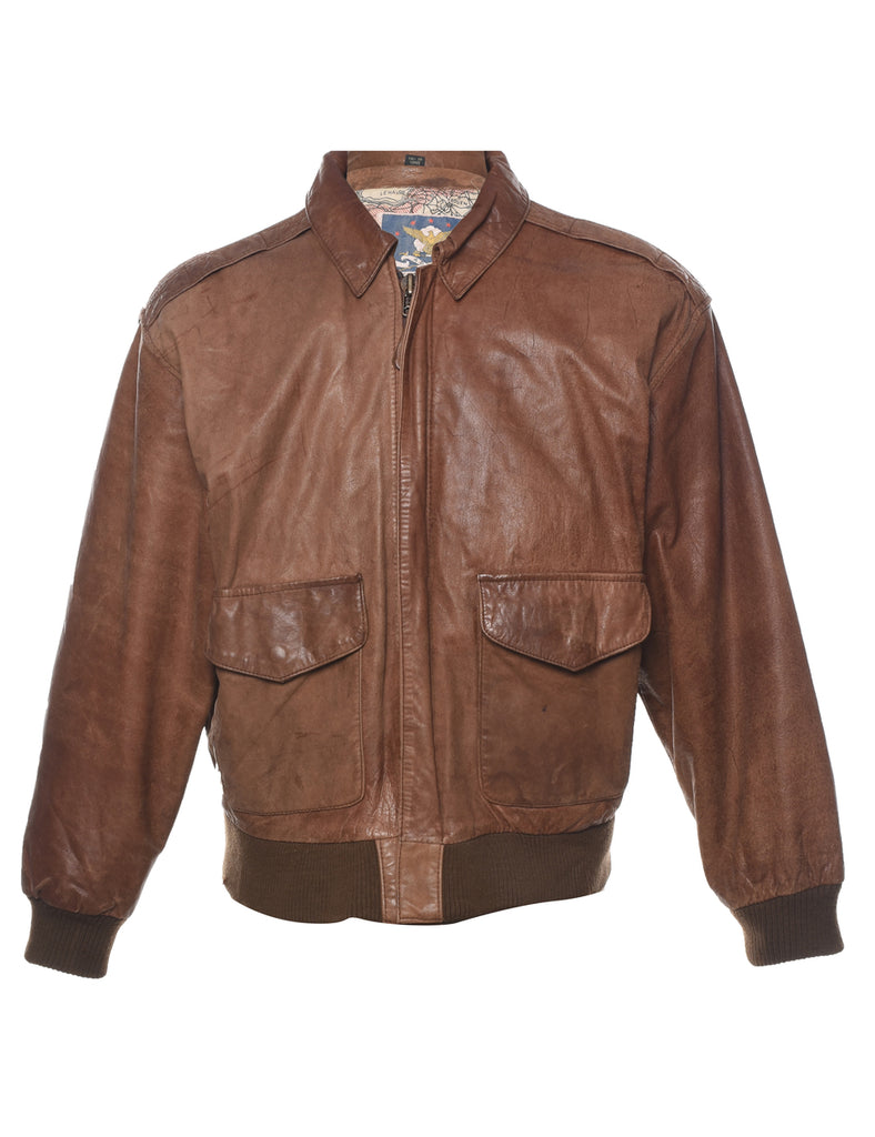 Brown Leather Jacket - S