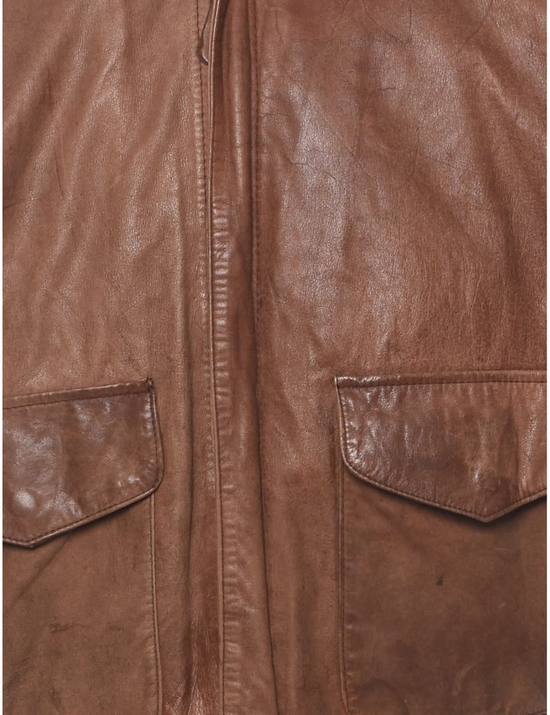 Brown Leather Jacket - S