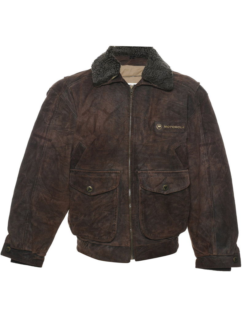 Brown Shearling Suede Jacket - L