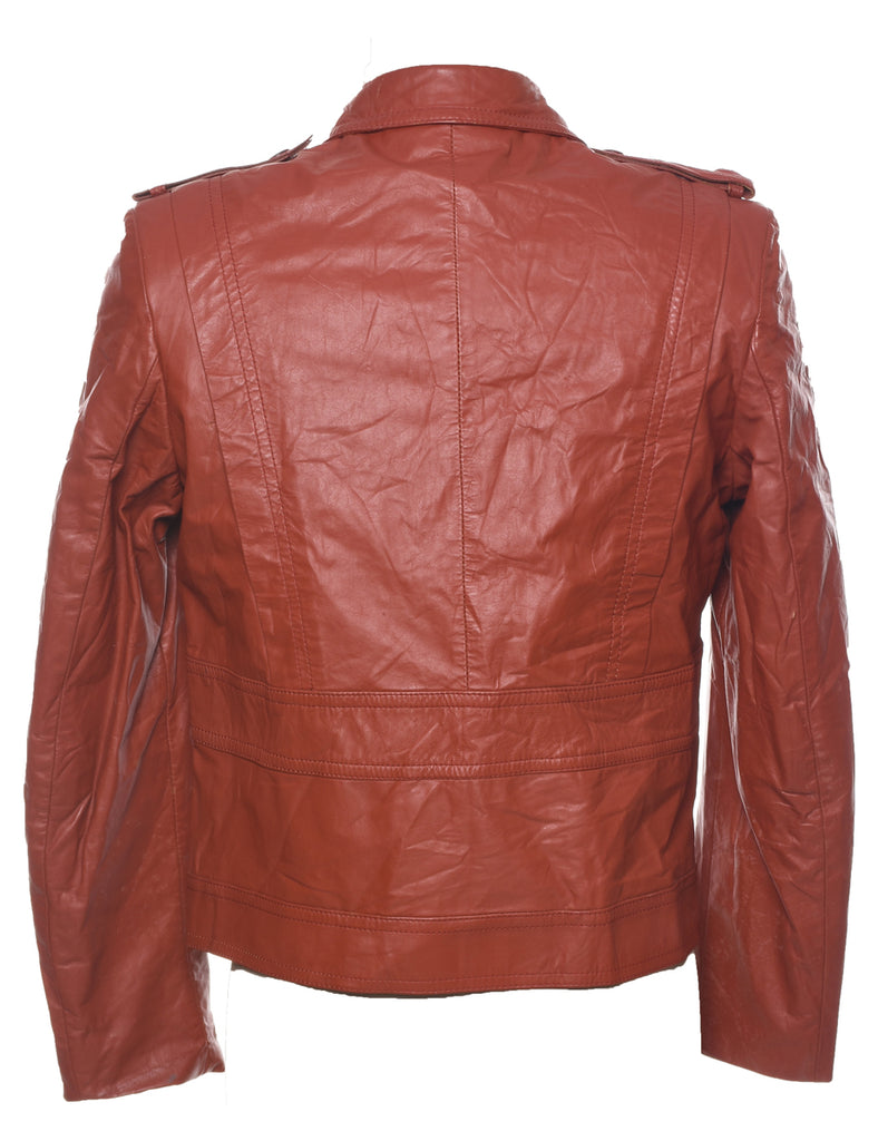 Burnt Orange Leather Jacket - M