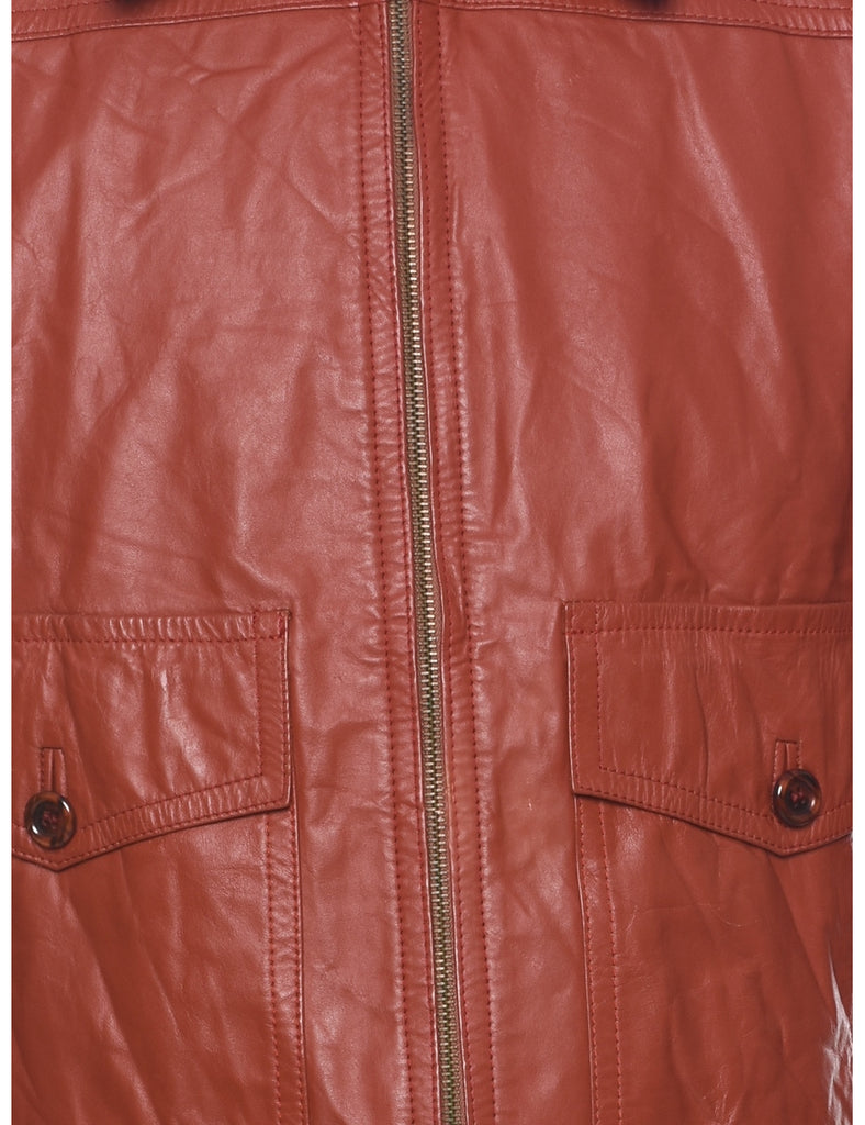 Burnt Orange Leather Jacket - M