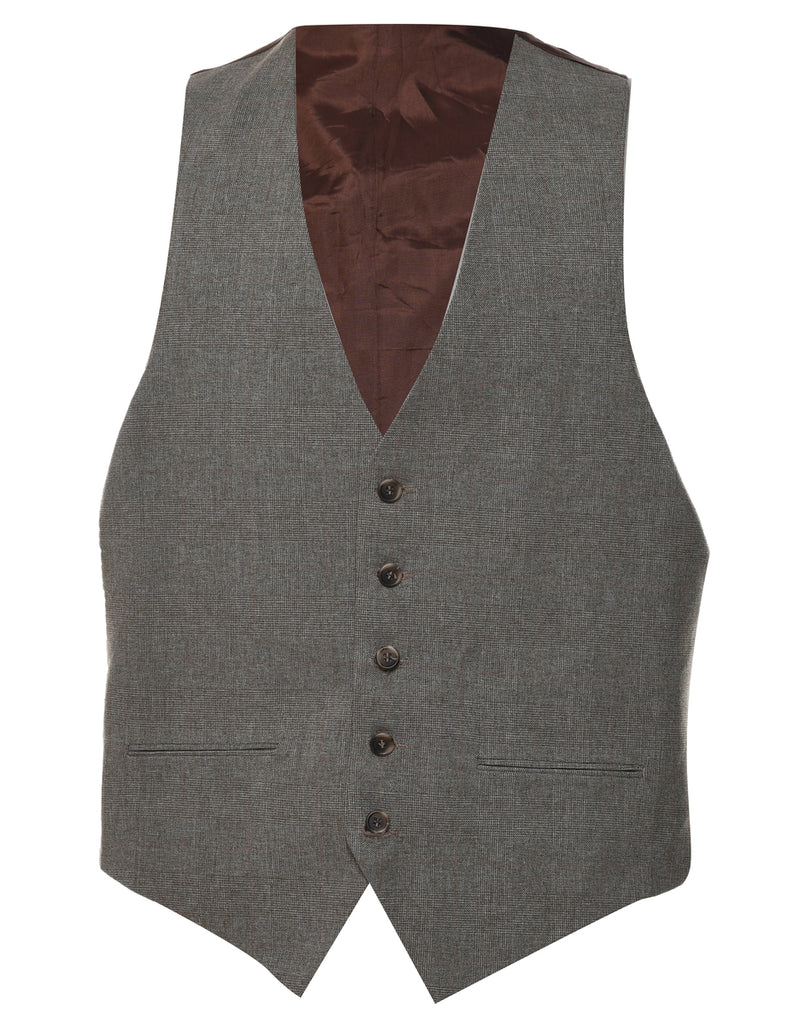 Button Front Brown Waistcoat - XL