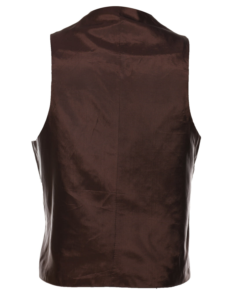 Button Front Brown Waistcoat - XL