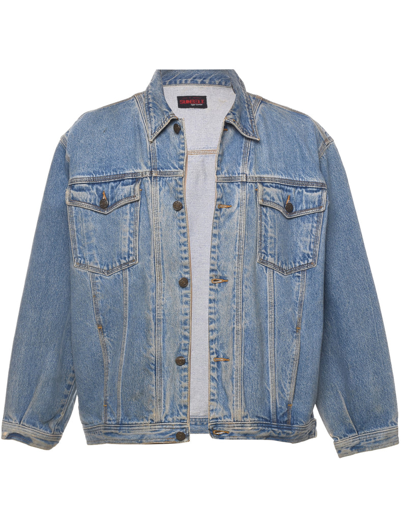 Button Front Denim Jacket - L