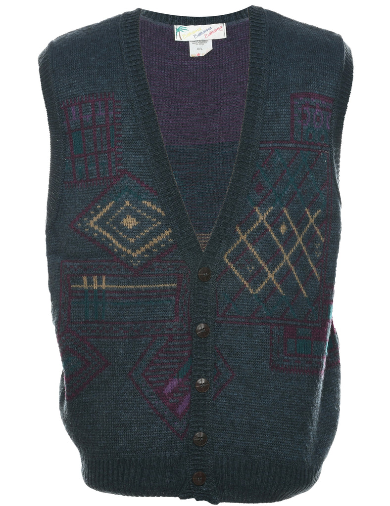 Button Through Sweater Vest - L