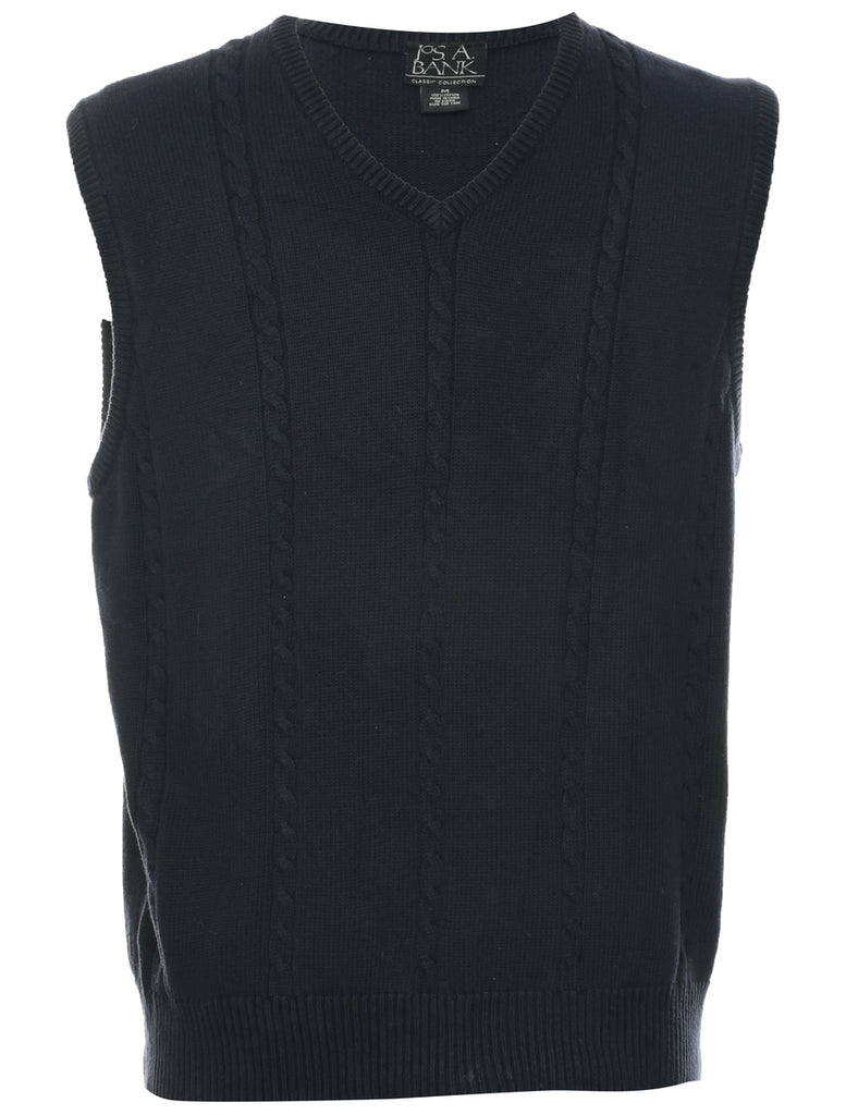 Cable Knit Black Vest - M