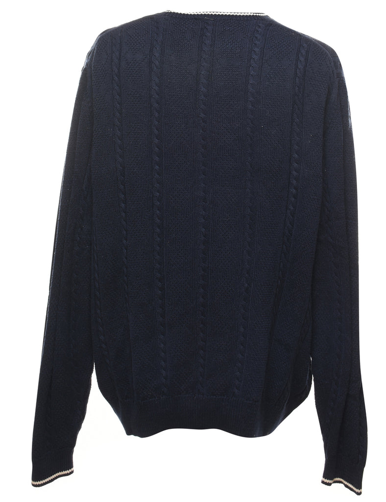 Cable Knit Navy Jumper - XL