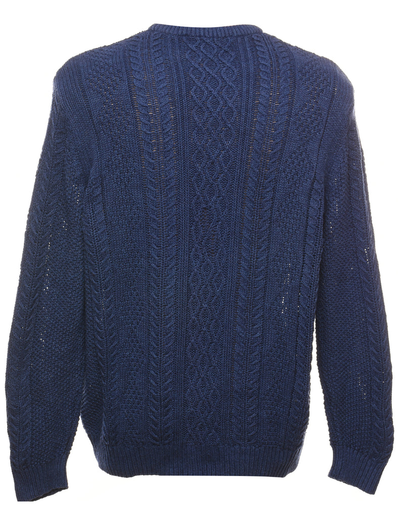 Cable Knit Navy Jumper - L