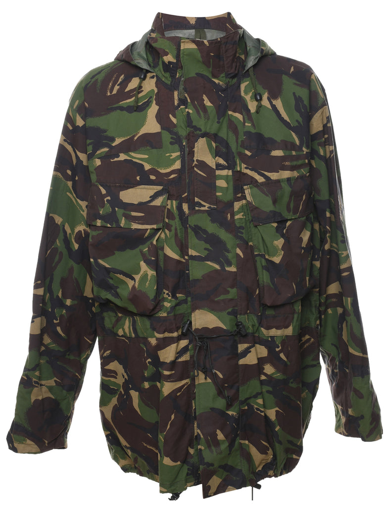 Camouflage Print Military Jacket - L