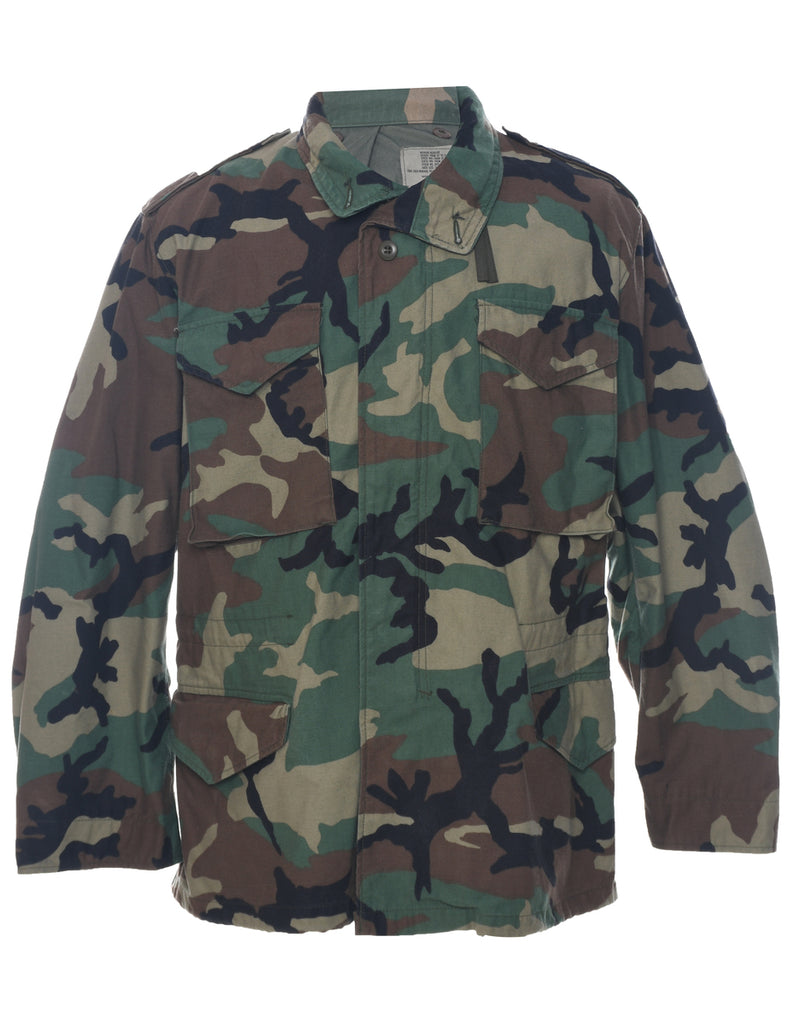 Camouflage Print Military Jacket - M