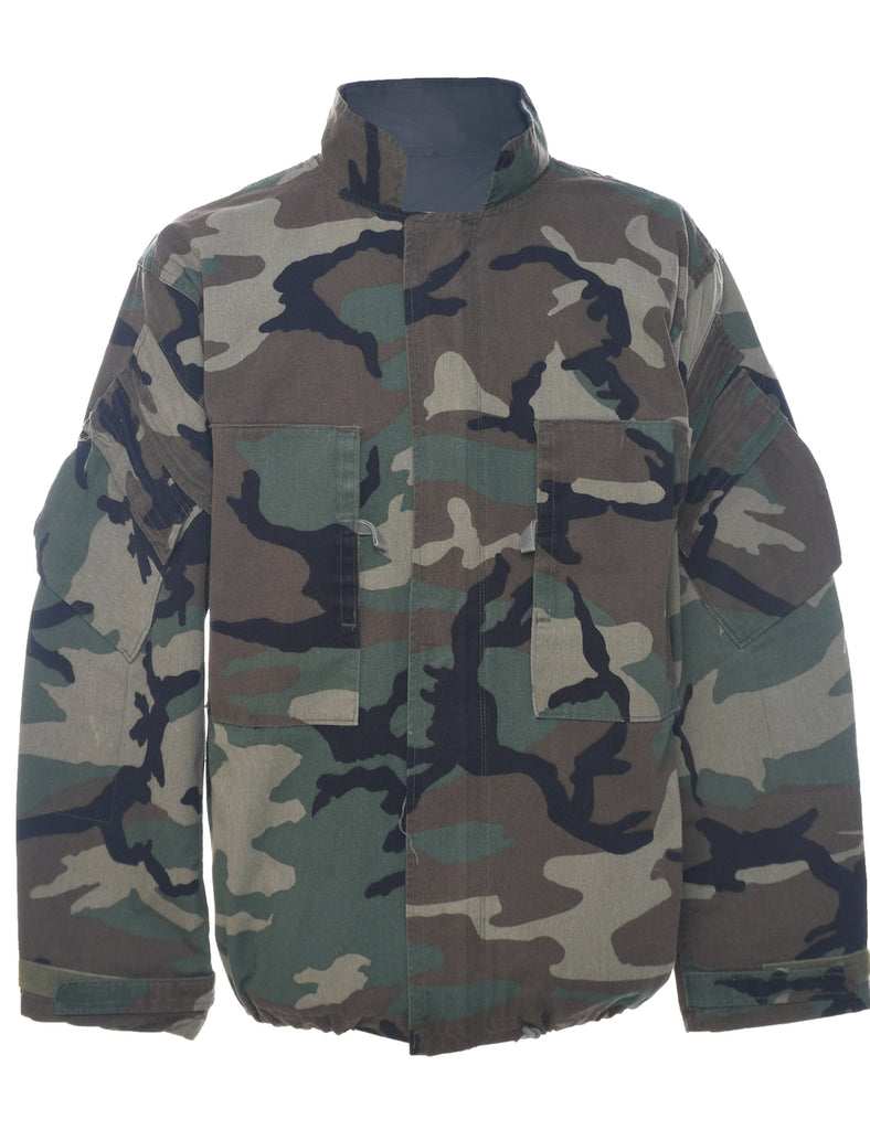 Camouflage Print Military Jacket - L