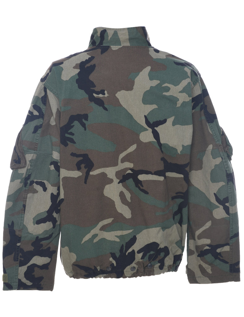 Camouflage Print Military Jacket - L