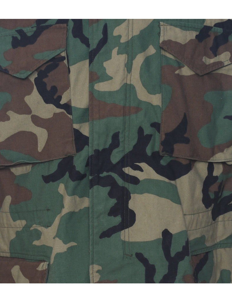 Camouflage Print Military Jacket - M