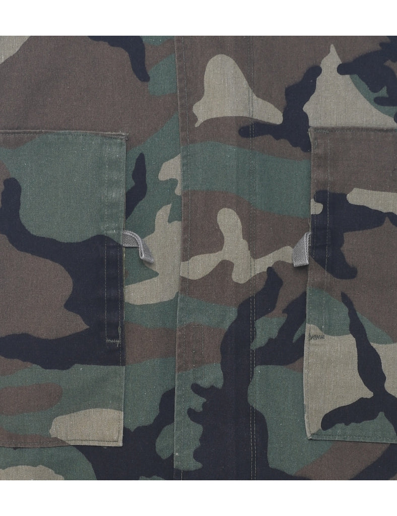 Camouflage Print Military Jacket - L