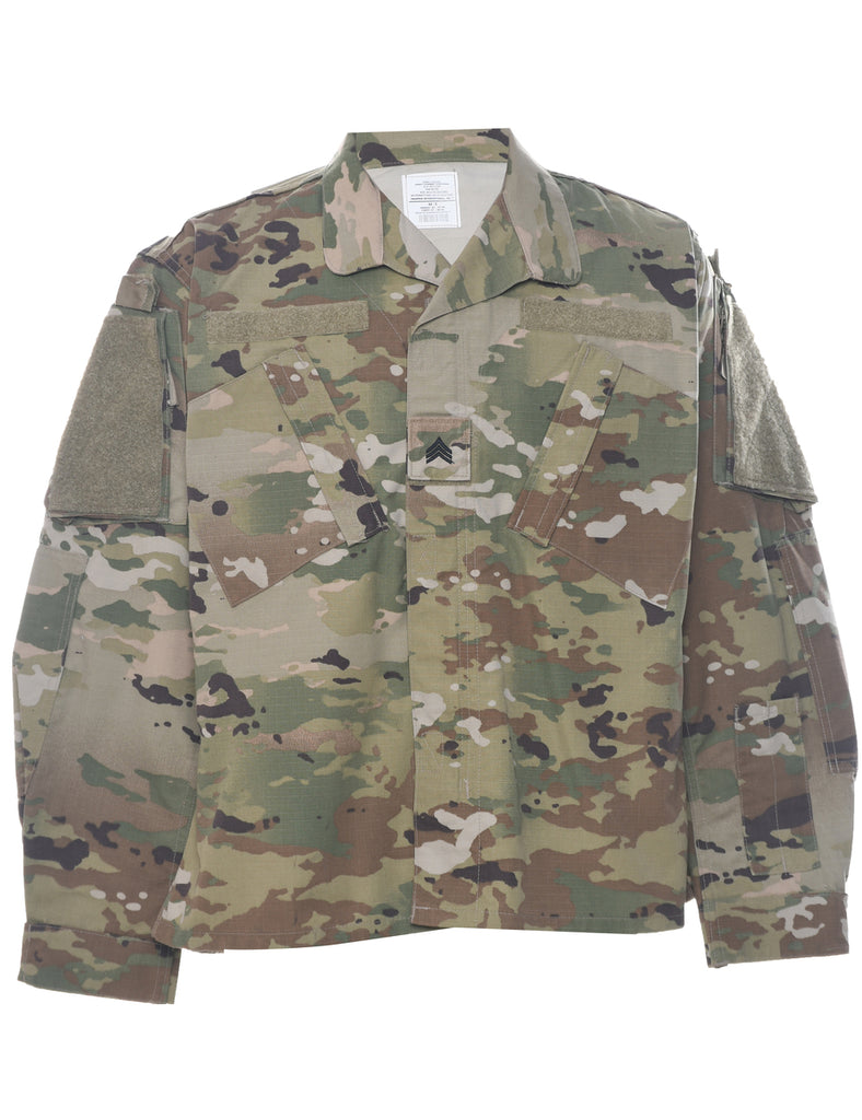 Camouflage Print Military Shirt - M