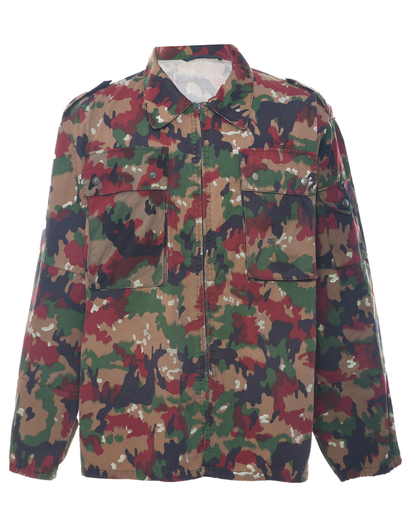 Camouflage Print Military Shirt - L