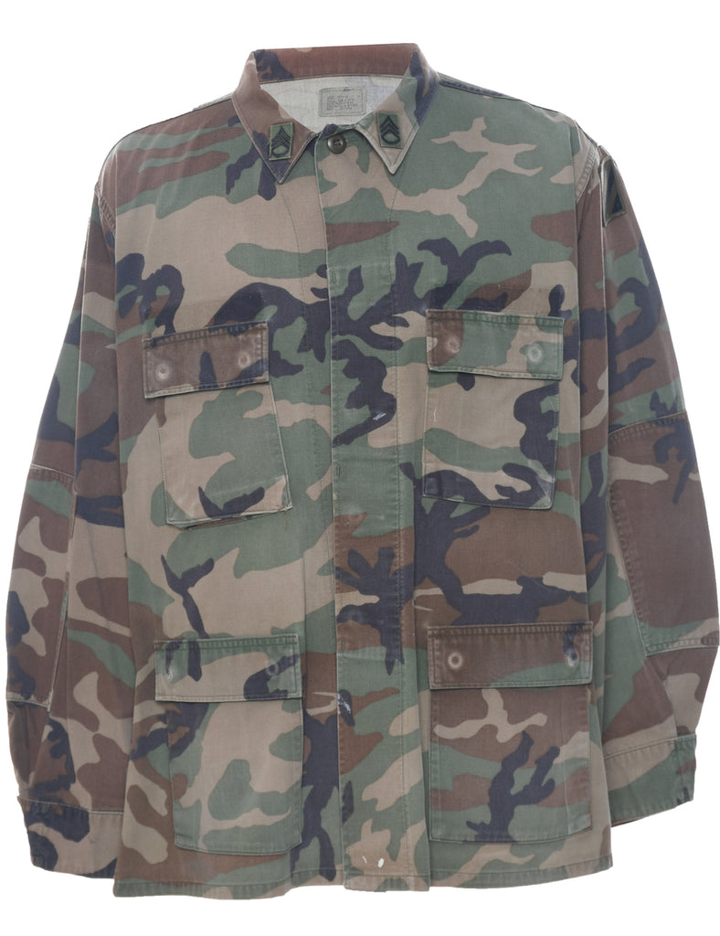 Camouflage Print Military Shirt - L