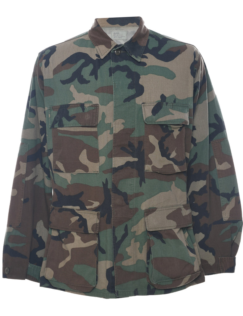 Camouflage Print Military Shirt - S