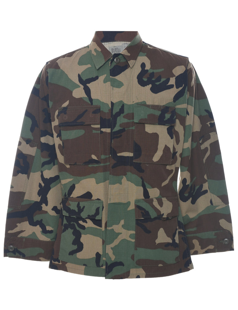 Camouflage Print Military Shirt - S