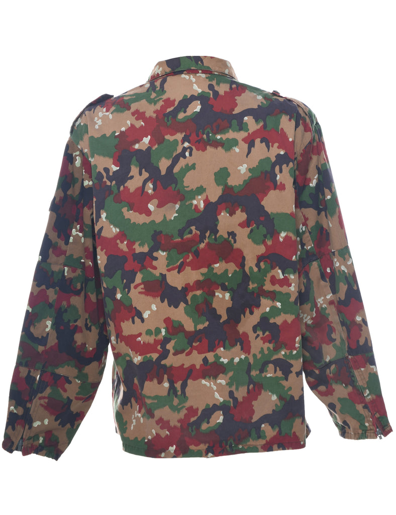 Camouflage Print Military Shirt - L