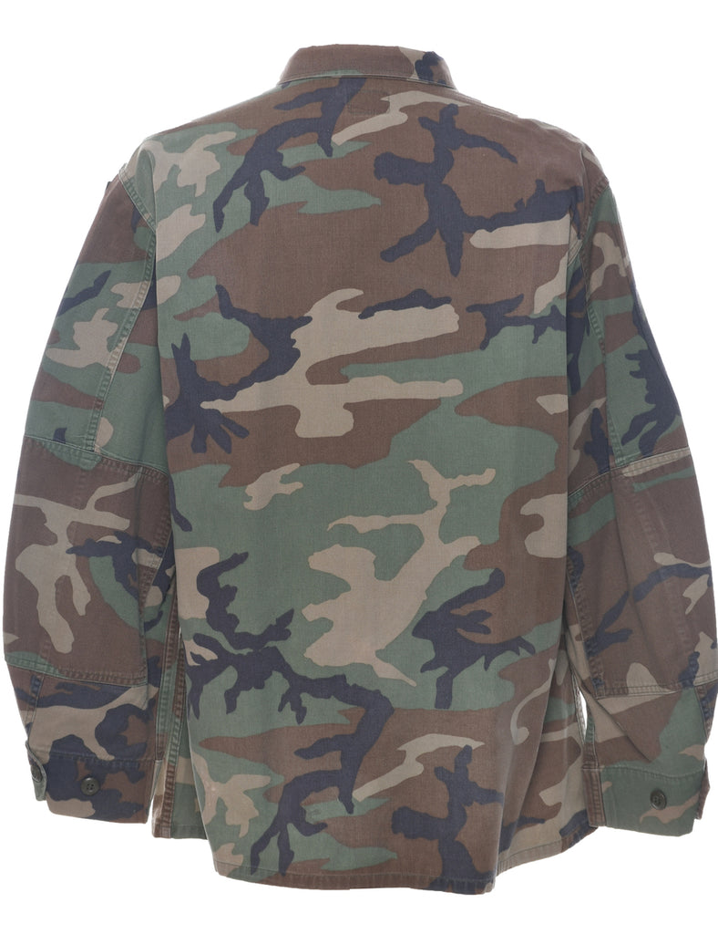 Camouflage Print Military Shirt - L