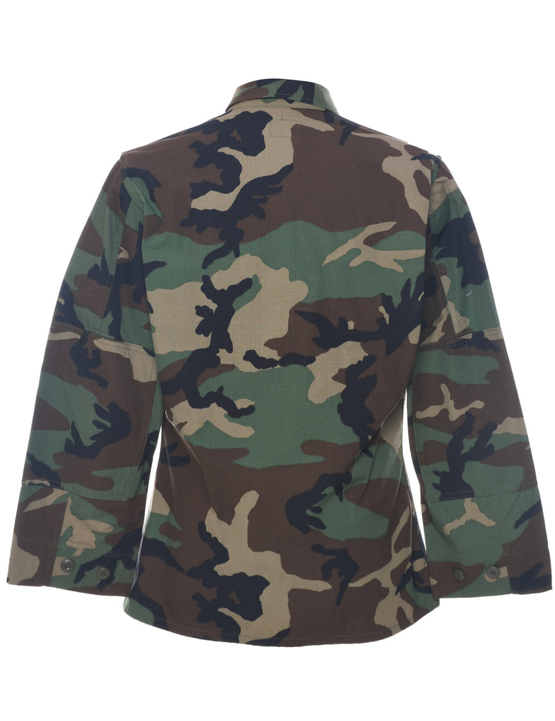 Camouflage Print Military Shirt - S