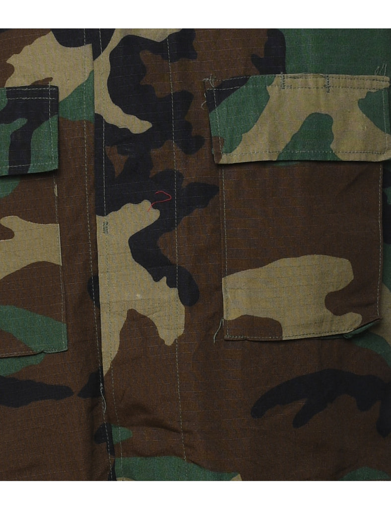 Camouflage Print Military Shirt - S