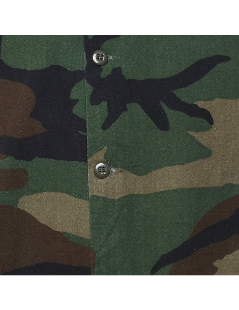 Camouflage Print Military Shirt - L