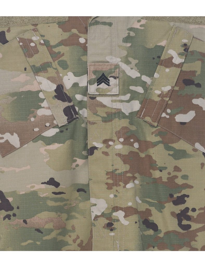 Camouflage Print Military Shirt - M