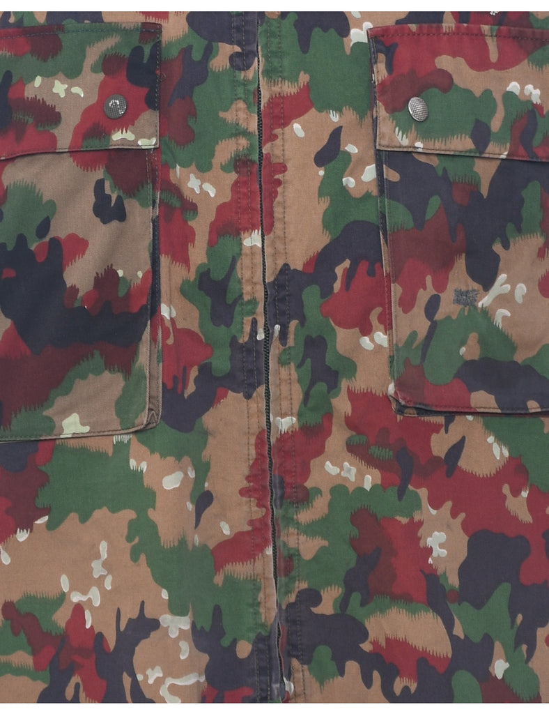 Camouflage Print Military Shirt - L