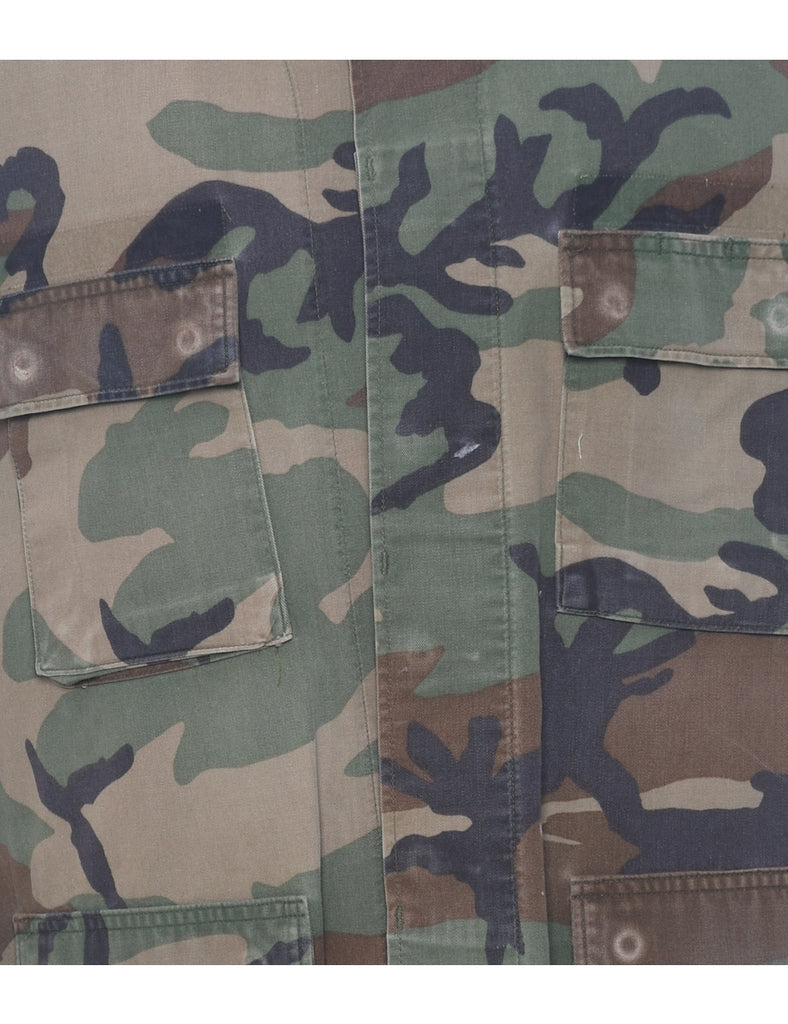 Camouflage Print Military Shirt - L