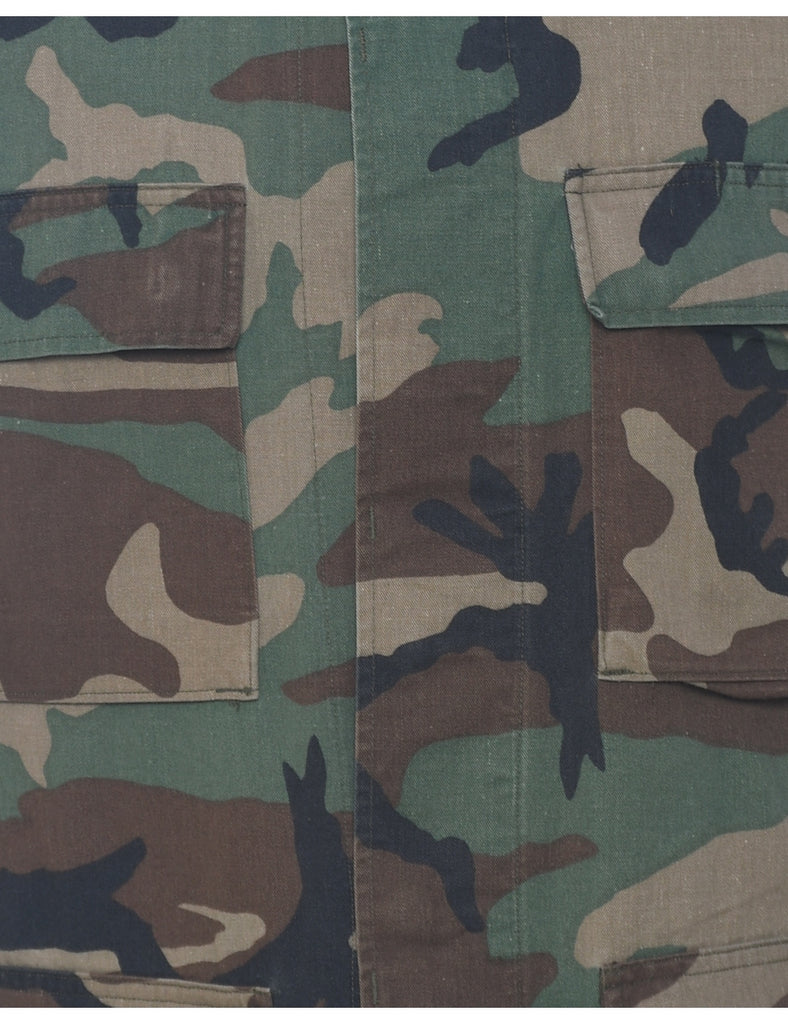 Camouflage Print Military Shirt - S