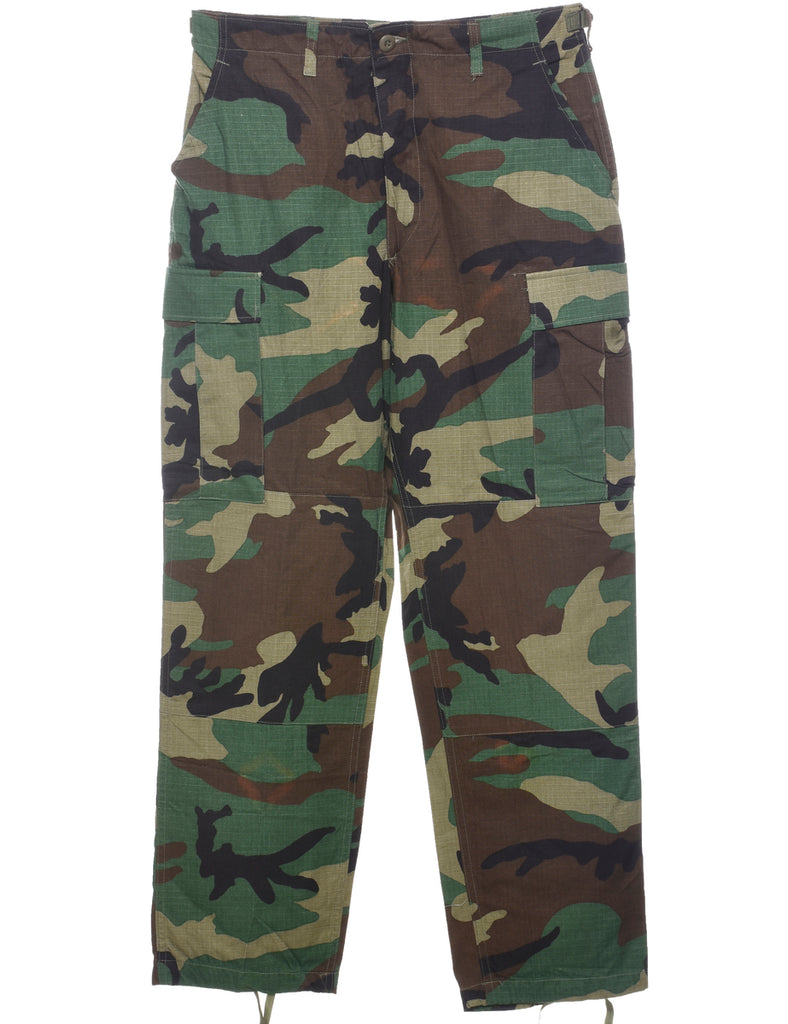 Camouflage Print Y2K Cargo Trousers - W32 L32