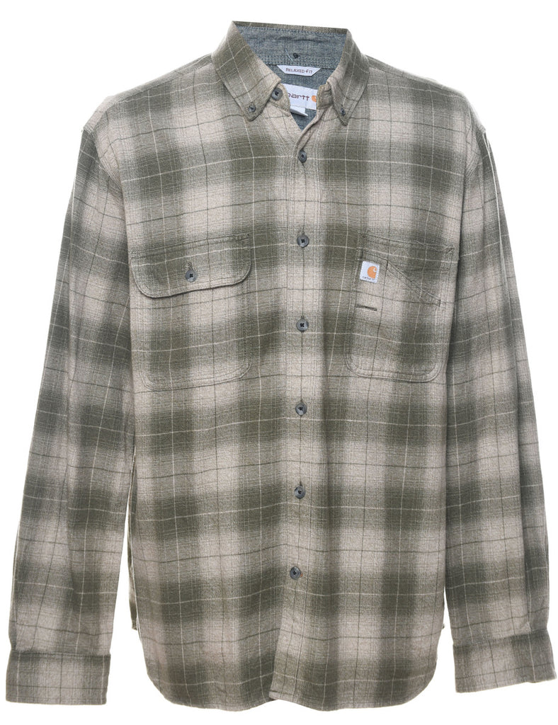 Carhartt Checked Light Green & Off-White Flannel Shirt - L