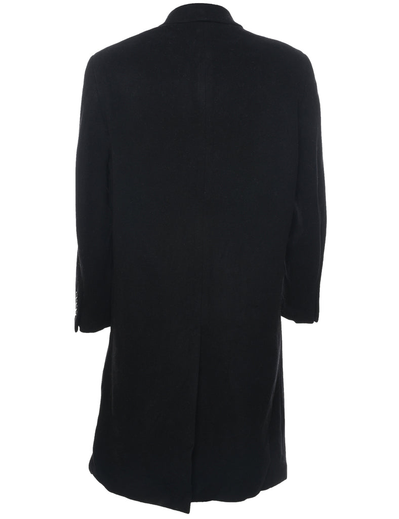 Cashmere Black Wool Coat - XL